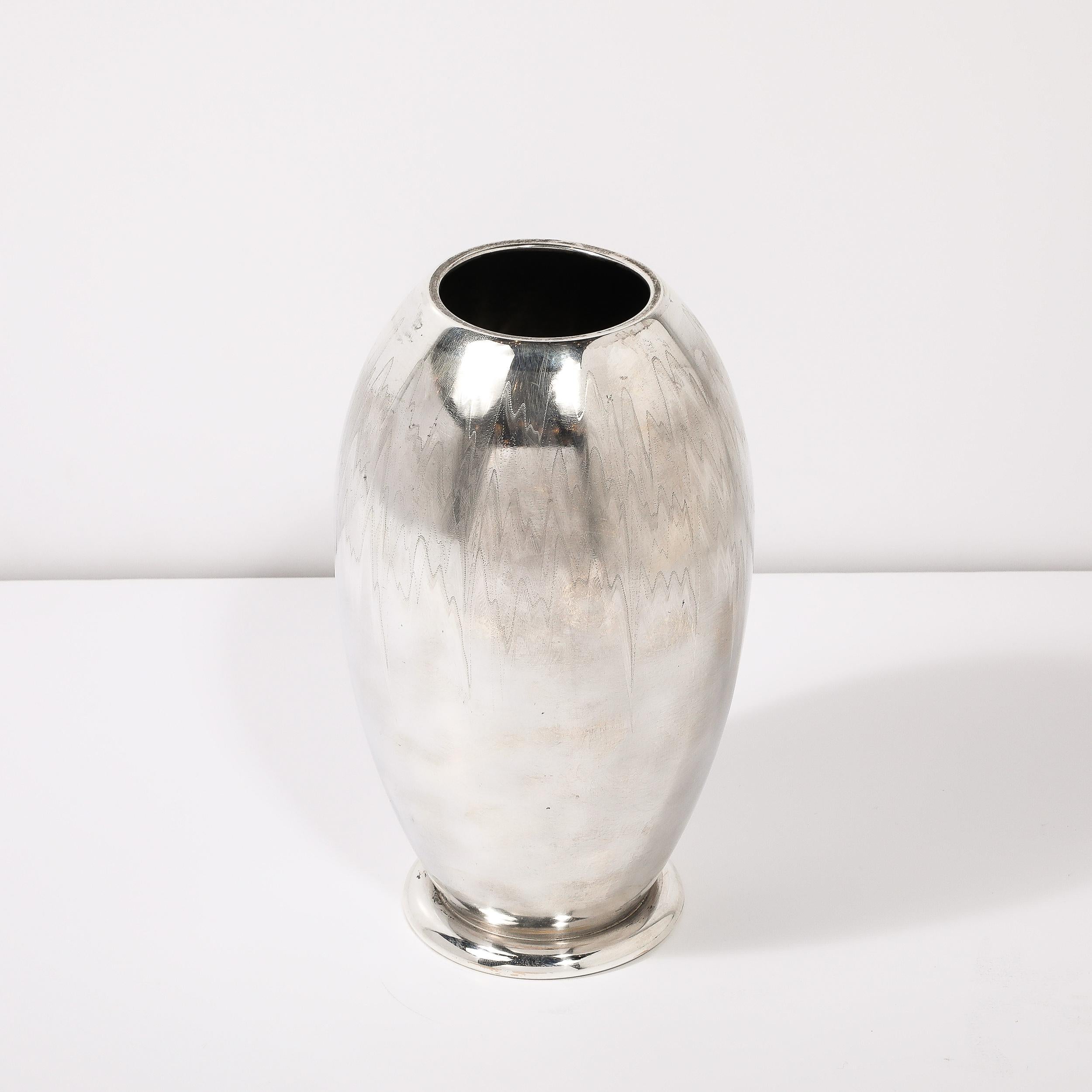 Art Deco MF Ikora Textural Silver Plated Vase For Sale 8