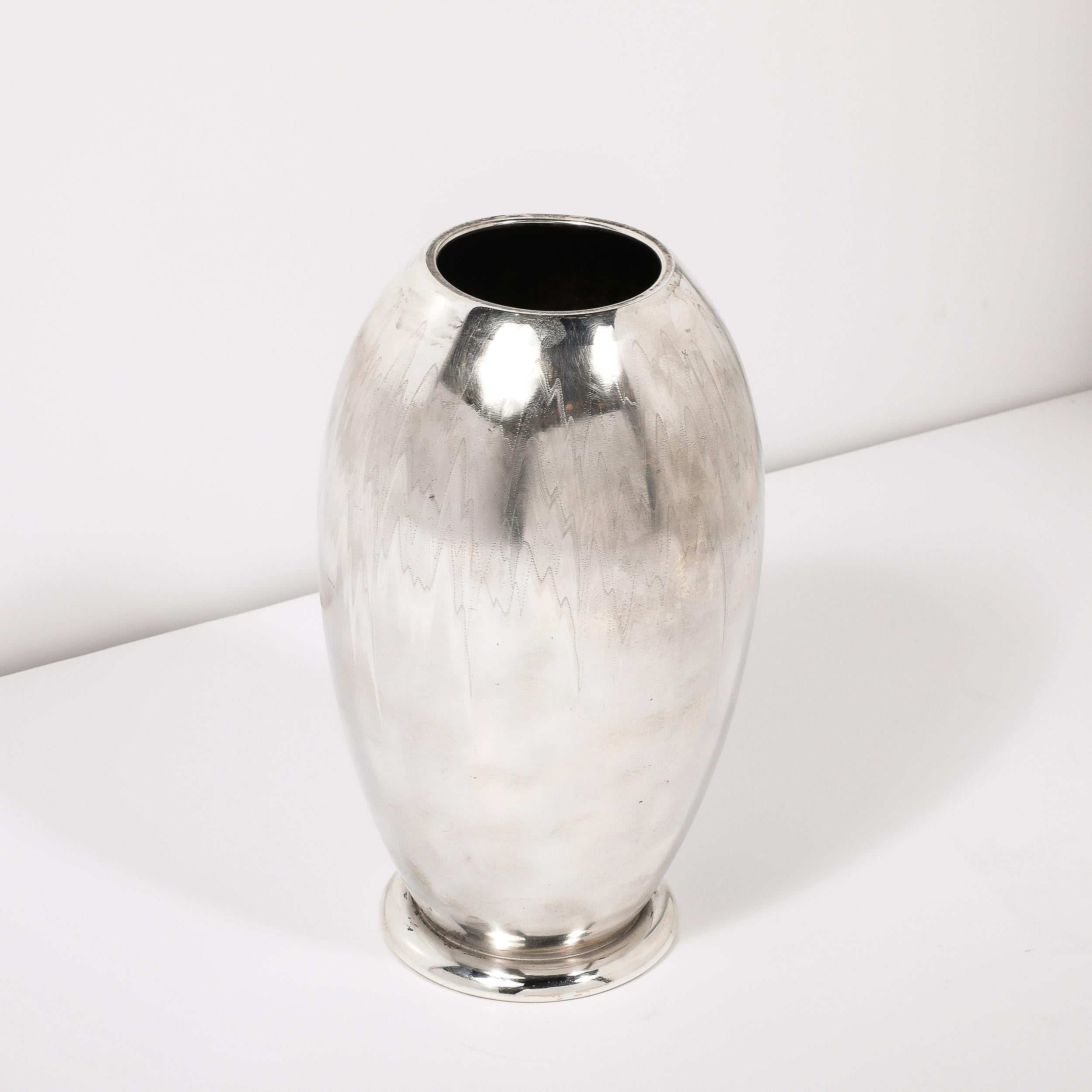 Art Deco MF Ikora Textural Silver Plated Vase For Sale 9