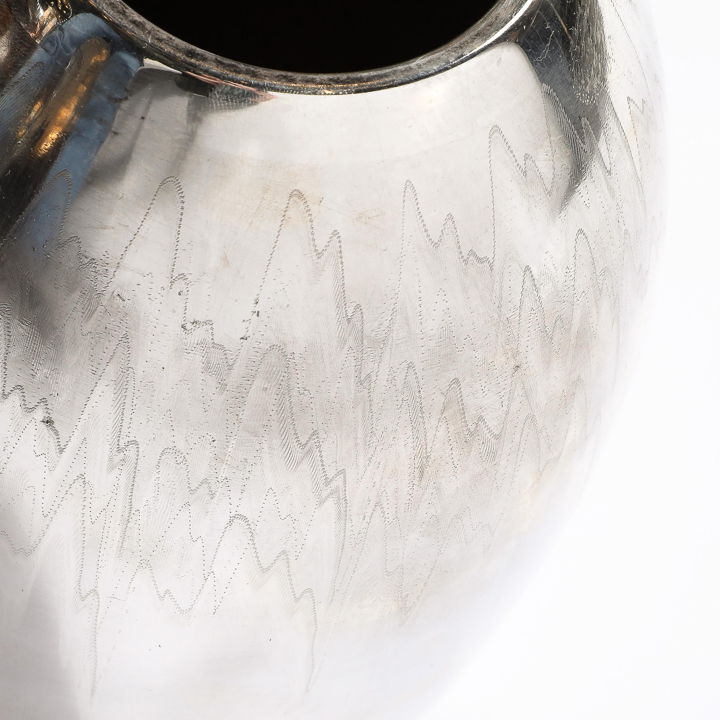 Art Deco MF Ikora Textural Silver Plated Vase In Excellent Condition For Sale In New York, NY
