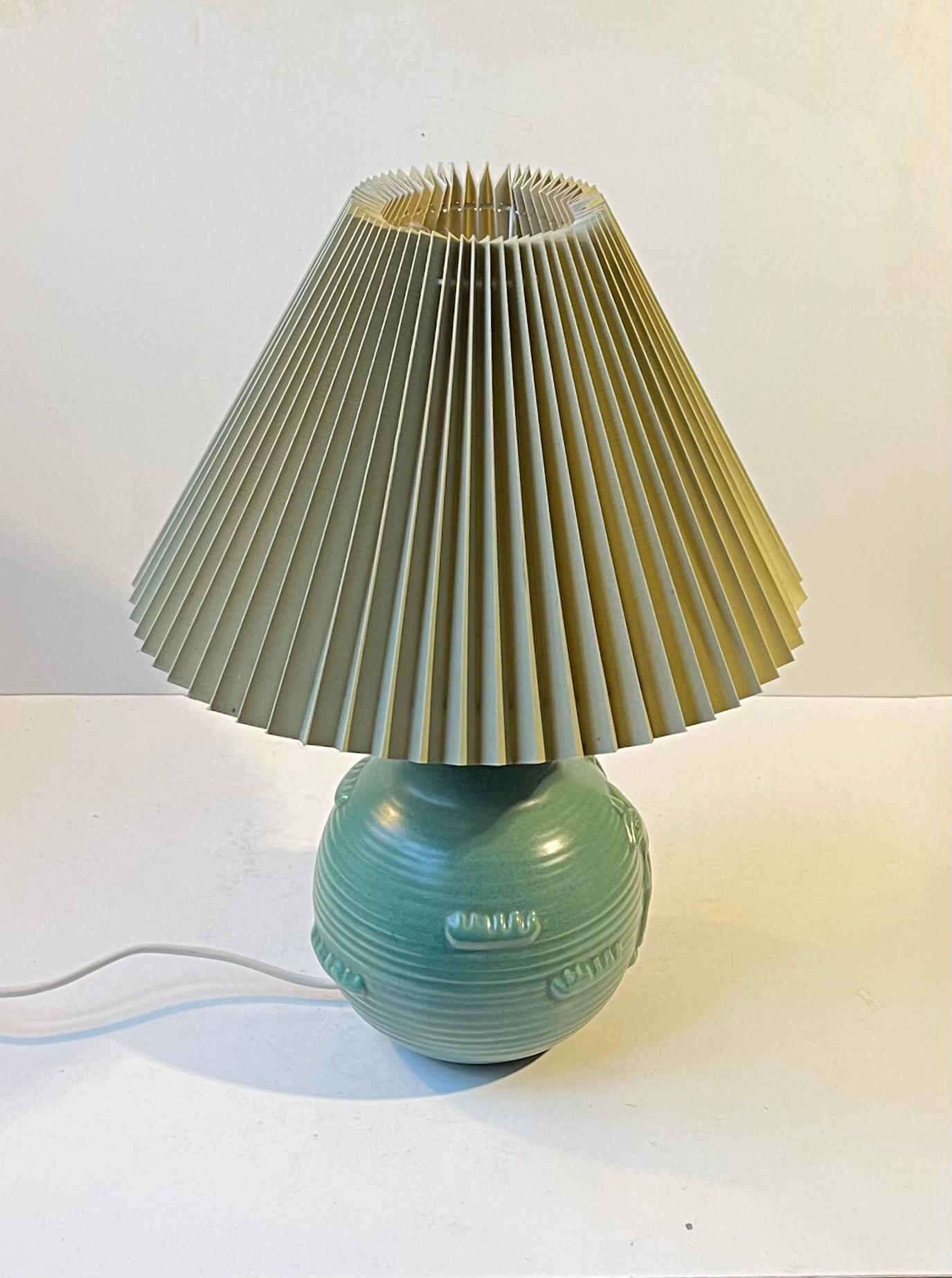 Art Deco Michael Andersen & Son Table Lamp in Celadon Green Glazed Ceramic For Sale 7