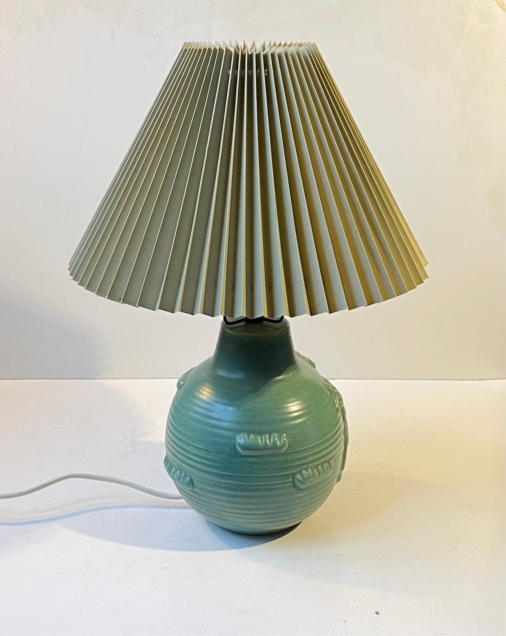 Art Deco Michael Andersen & Son Table Lamp in Celadon Green Glazed Ceramic For Sale 8