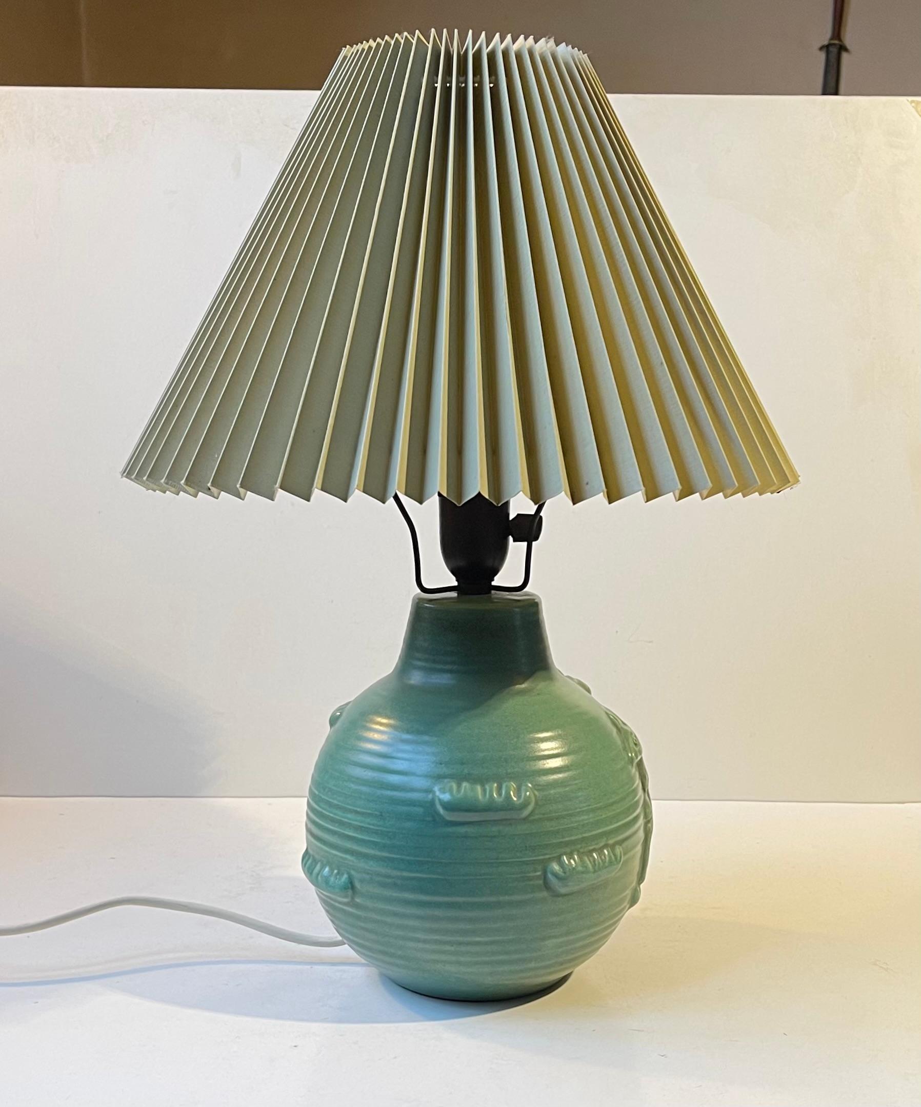 Art Deco Michael Andersen & Son Table Lamp in Celadon Green Glazed Ceramic For Sale 9
