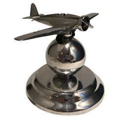 Art Deco Mid-20 Century Airplane Fighter over the World Paperweight, 1930s