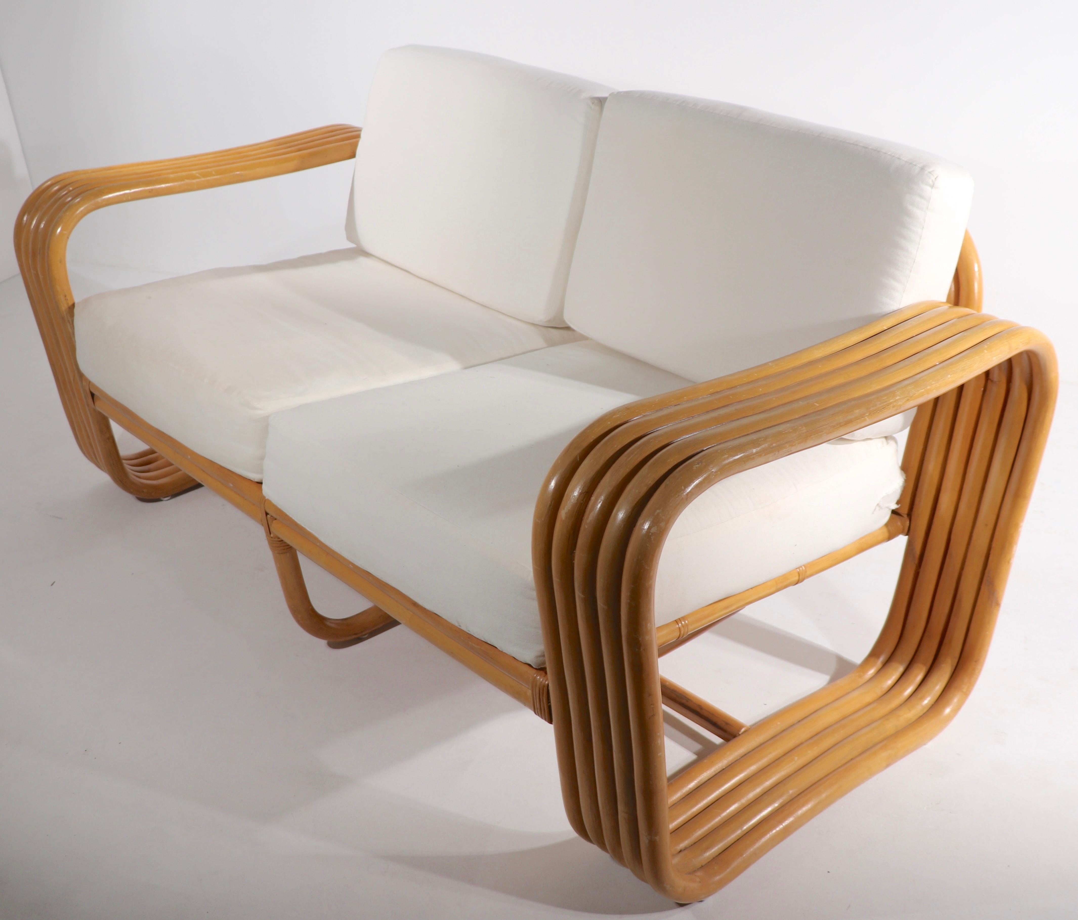 20th Century Art Deco Mid Century Bamboo Sofa Loveseat after Frankl