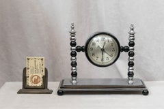 Art Deco Midcentury Chrome and Black Clock