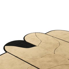 Geometric Shape Hand-Tufted Modern Mid-Century Pastel Beige & Black Rug