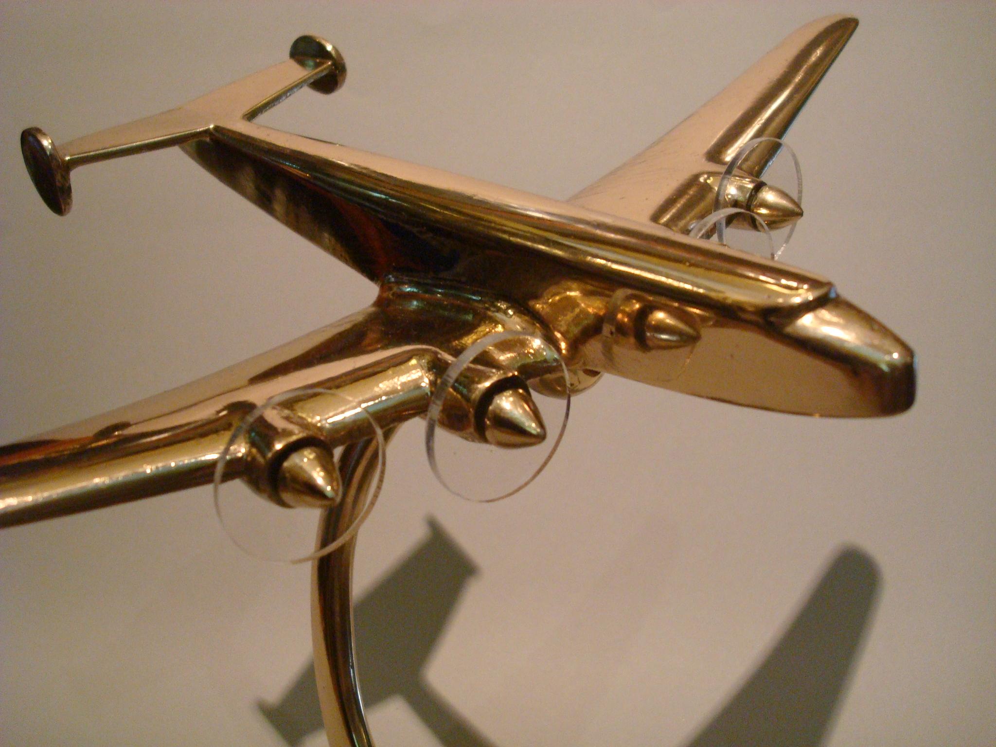 Art Deco / Midcentury Desk Model Airplane with Marble Base, 1930s 3