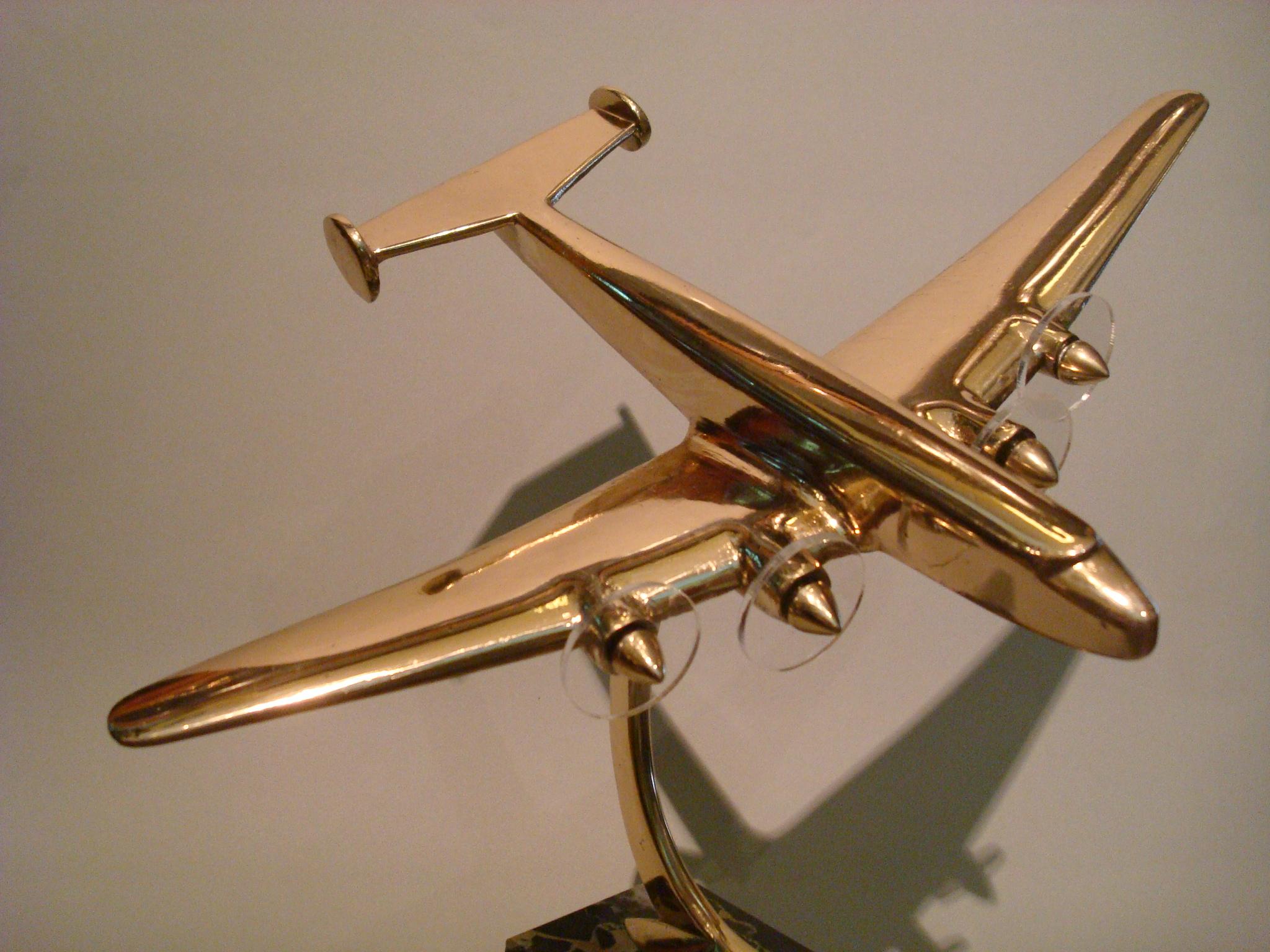 Art Deco / Midcentury Desk Model Airplane with Marble Base, 1930s 5