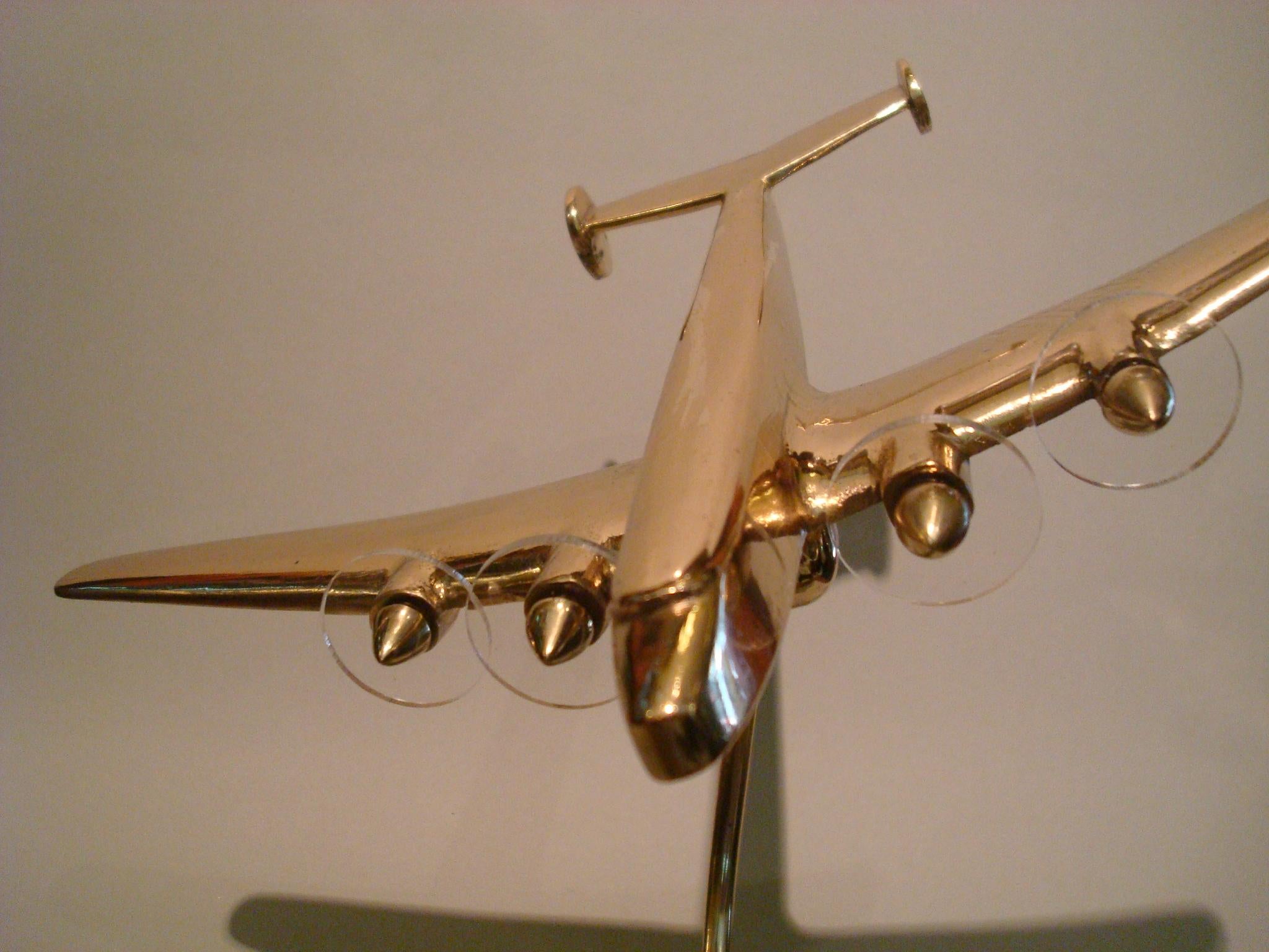 Art Deco / Midcentury Desk Model Airplane with Marble Base, 1930s In Good Condition In Buenos Aires, Olivos