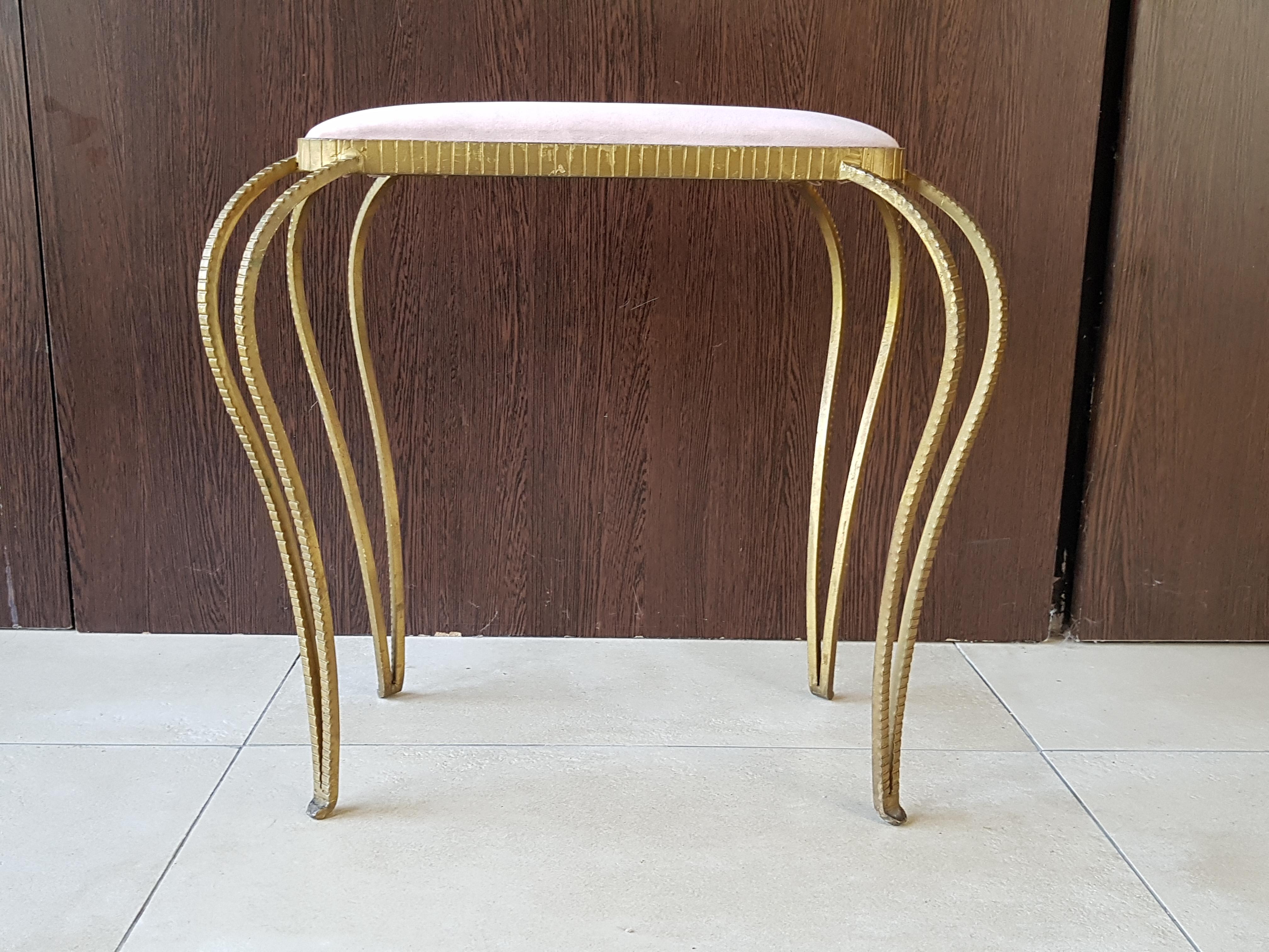 Art Deco Midcentury Stool Wrought Iron by Pier Luigi Colli, Italy, 1940s 6