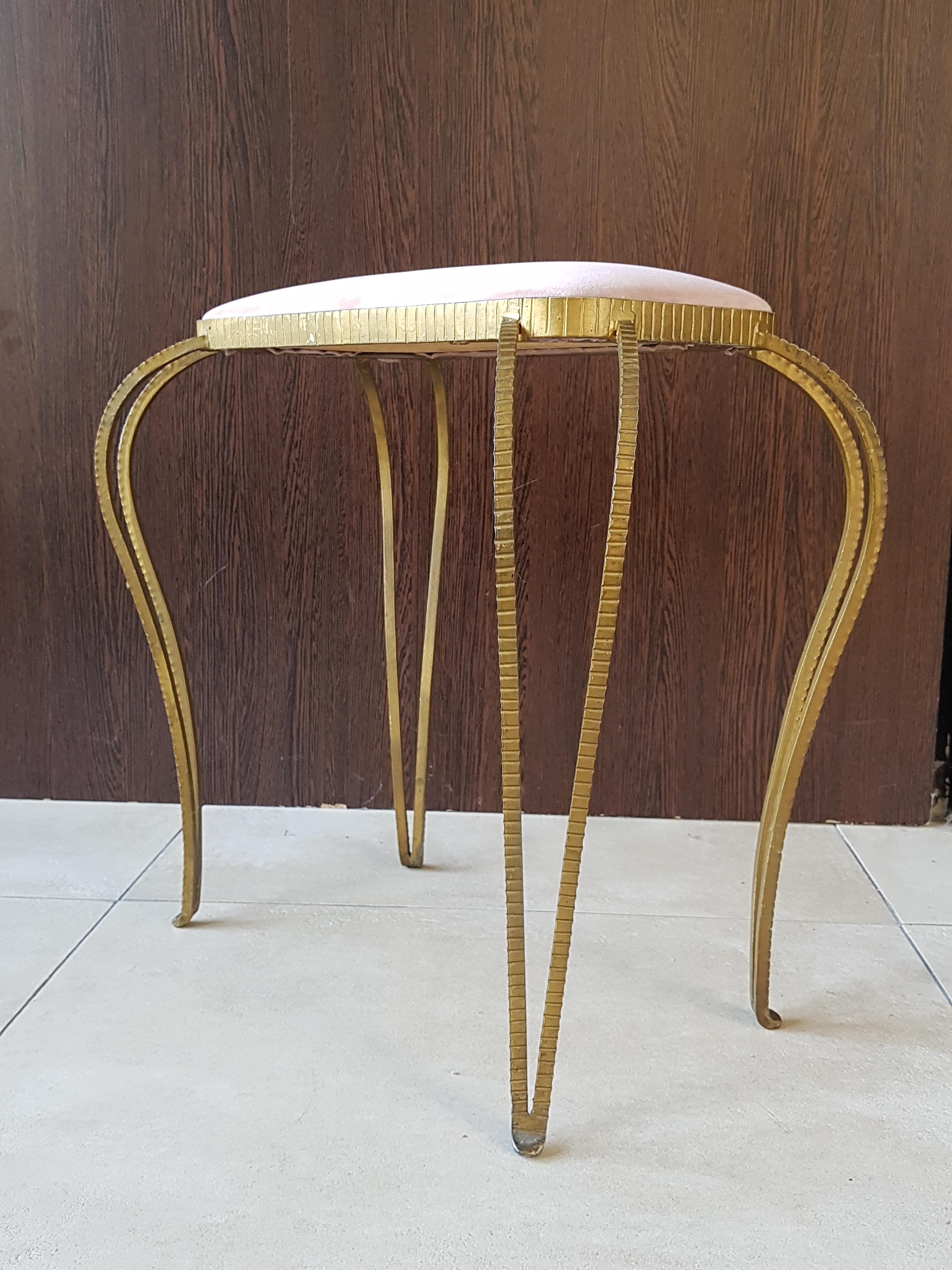 Art Deco Midcentury Stool Wrought Iron by Pier Luigi Colli, Italy, 1940s 10