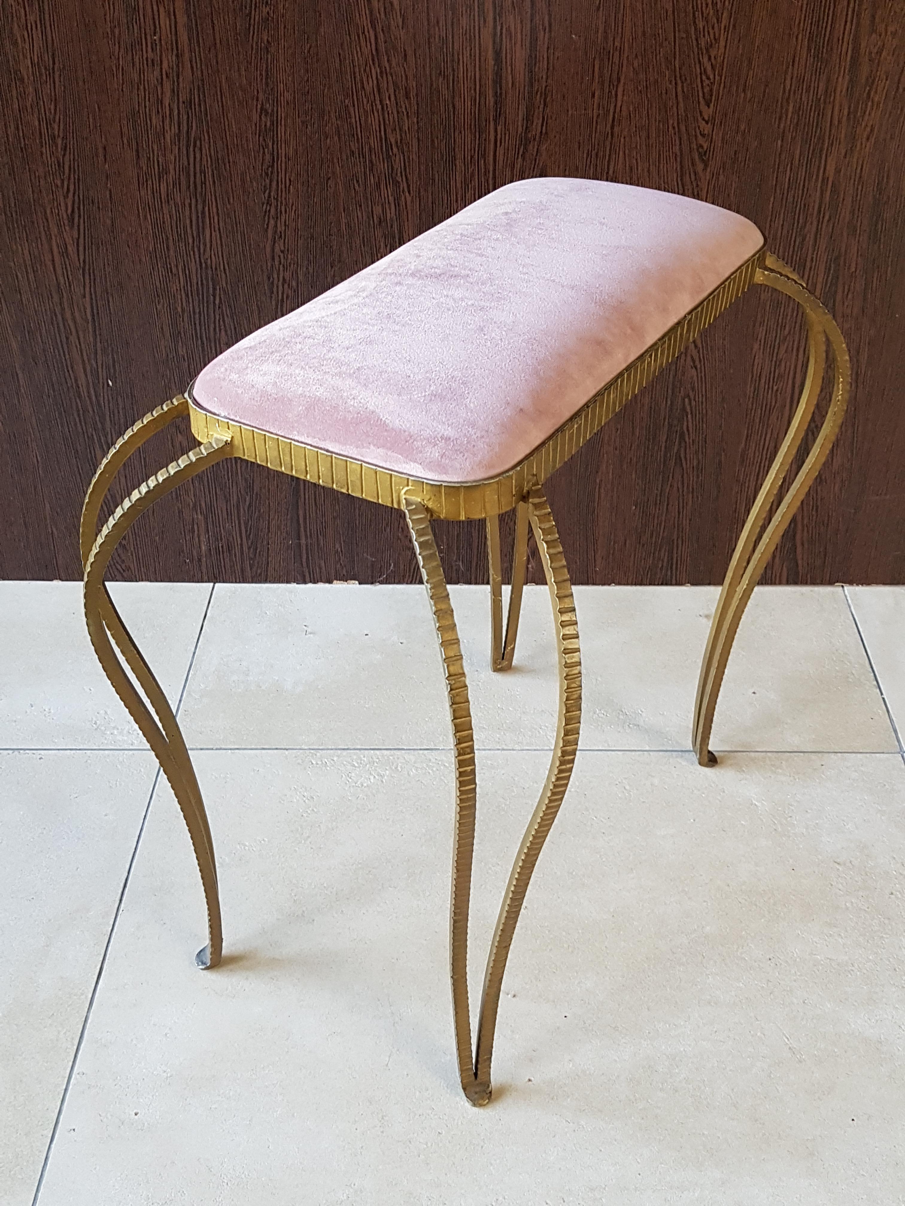 Art Deco Midcentury Stool Wrought Iron by Pier Luigi Colli, Italy, 1940s 2