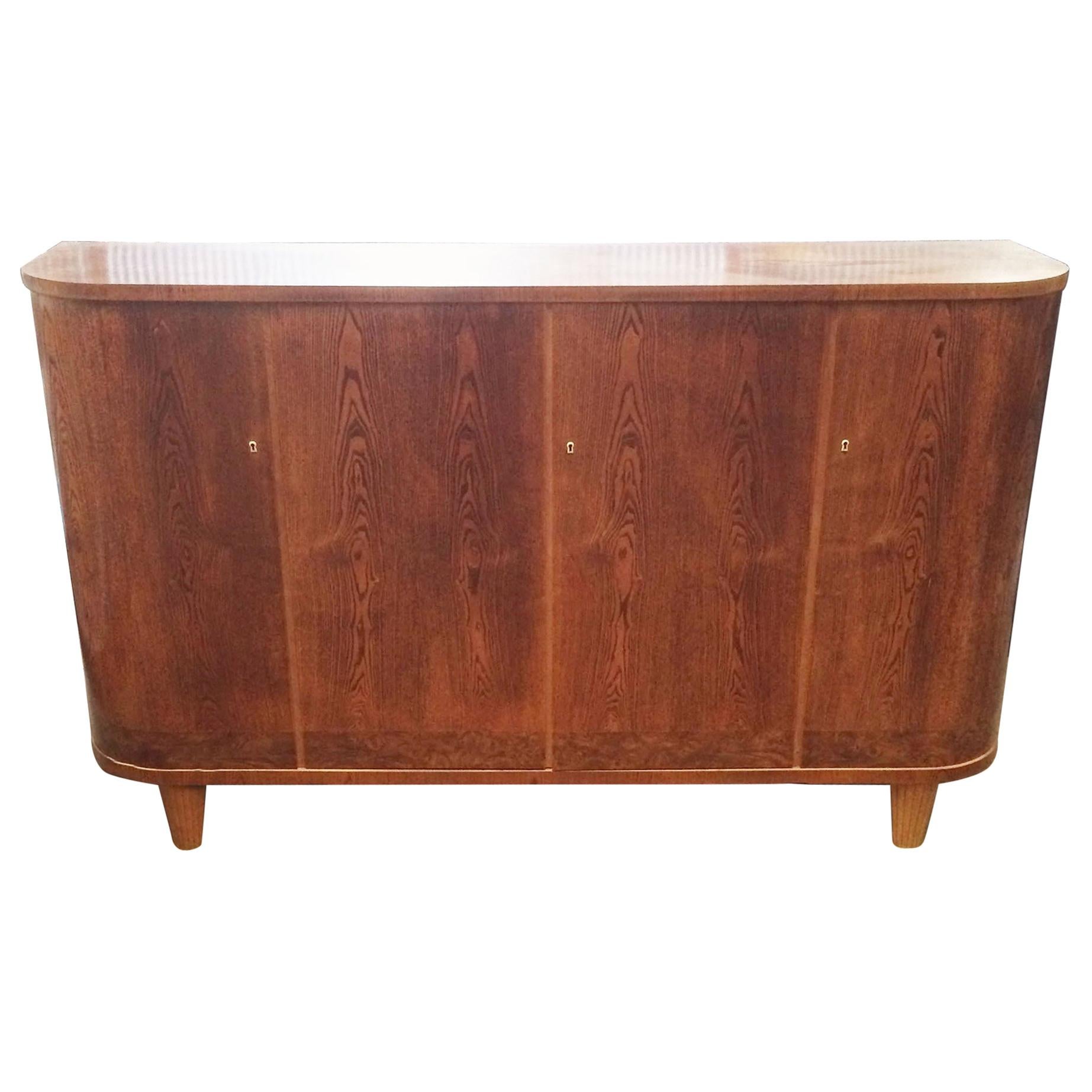 Art Deco Midcentury Swedish Birch Sideboard Cabinet For Sale