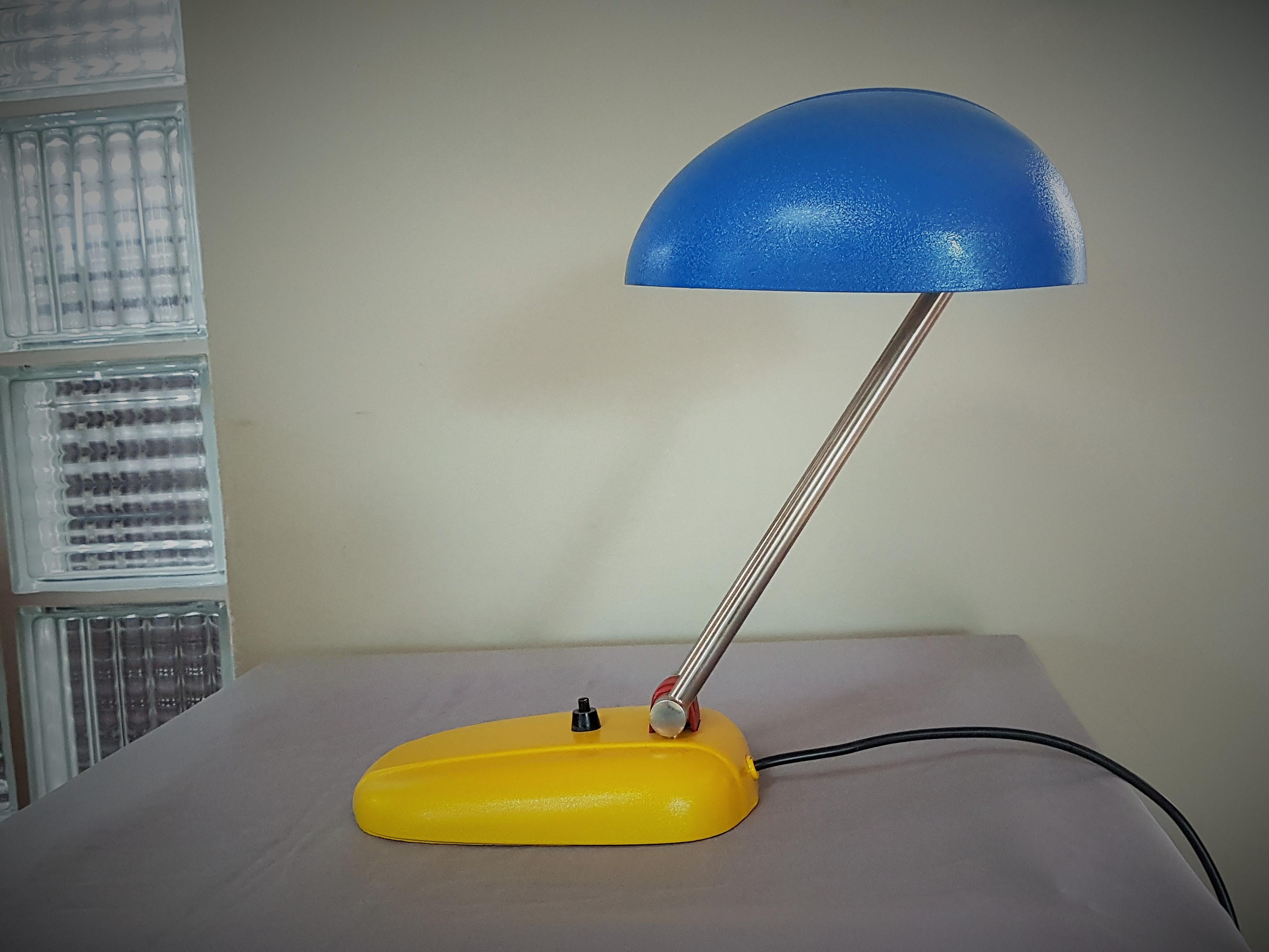 Metal Art Deco Midcentury Swiss Table Lamp by S. Giedion for BAG Turgi, 1930s For Sale