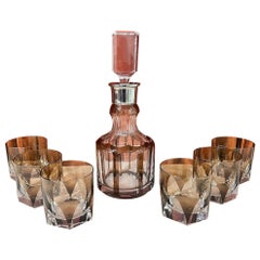 Art Deco Midcentury Whiskey Set with Decanter and Six Glasses from Czech