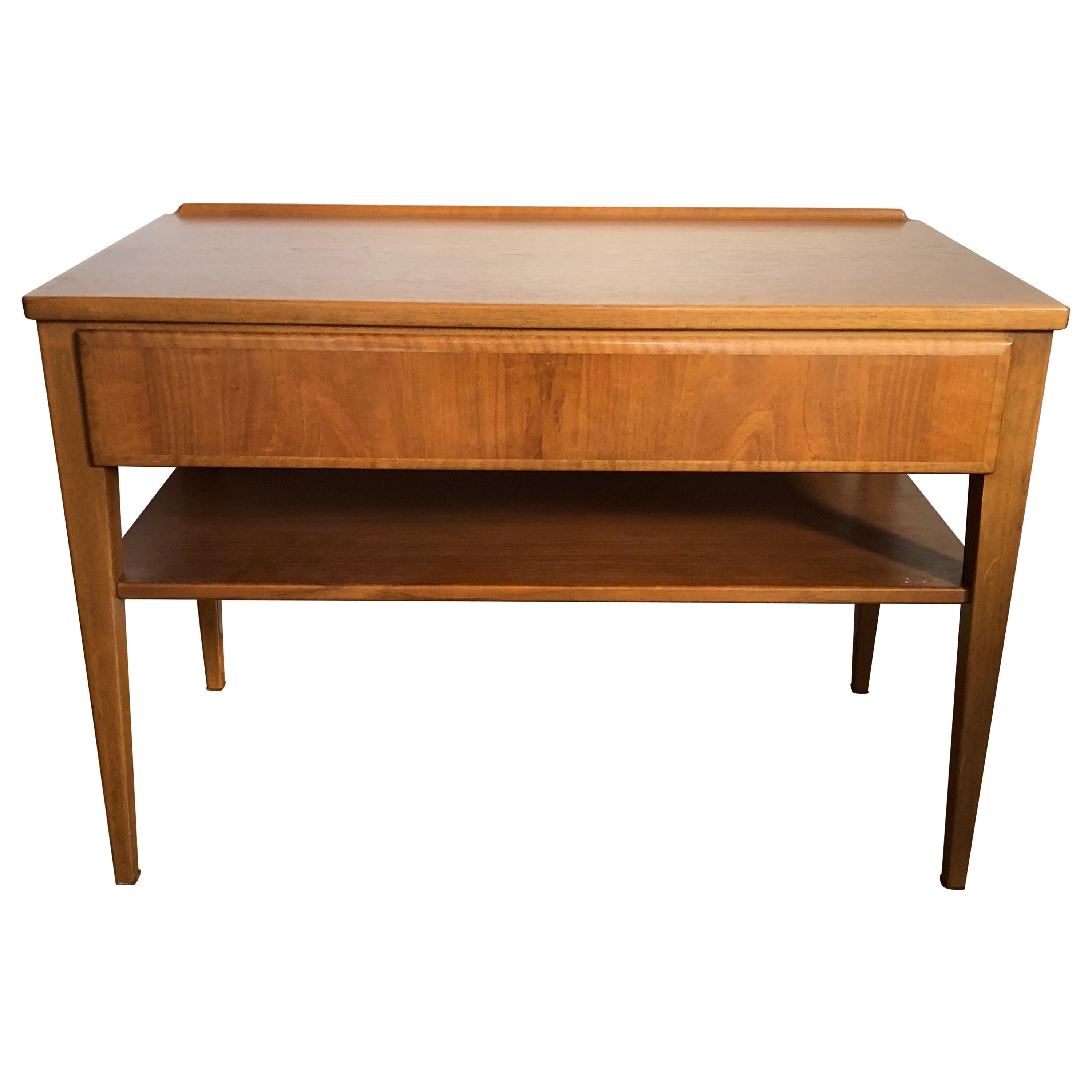 MidCentury Modern Vintage TV Side Table, Beechwood, Poland, 1960s For
