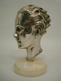 Art Deco / Mid-century Silvered Bronze Bust Sculpture - France 1930´s