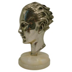Art Deco / Mid-century Silvered Bronze Bust Sculpture - France 1930´s