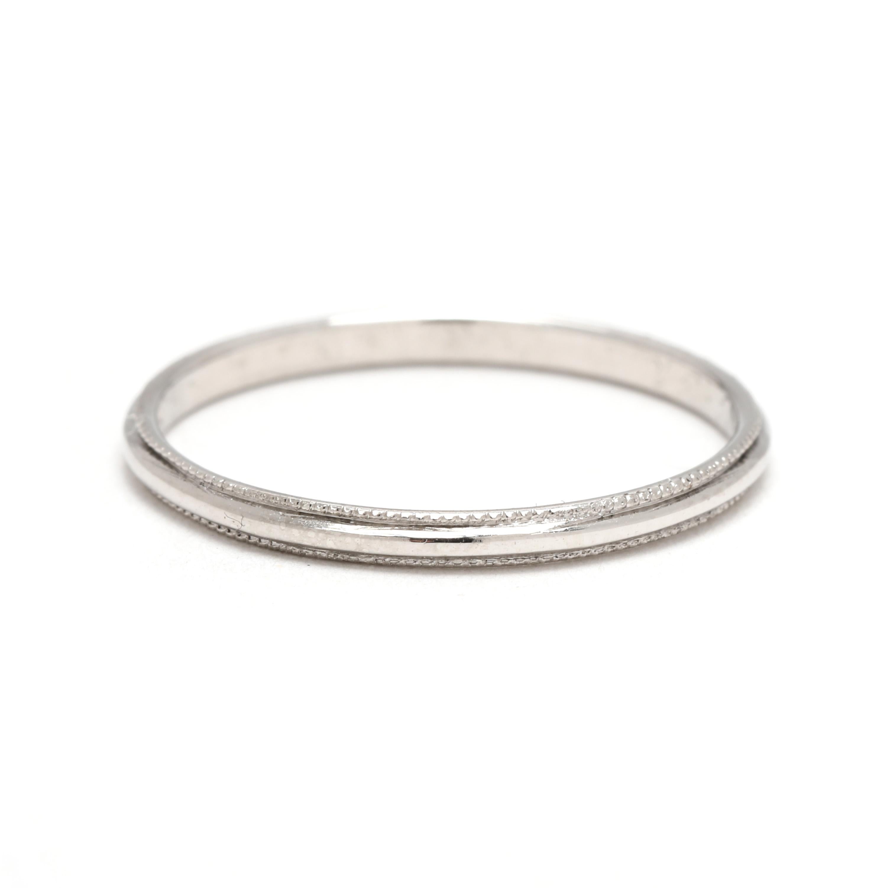 Bague art déco à grains multiples, platine, taille 6.75, empilable Bon état - En vente à McLeansville, NC