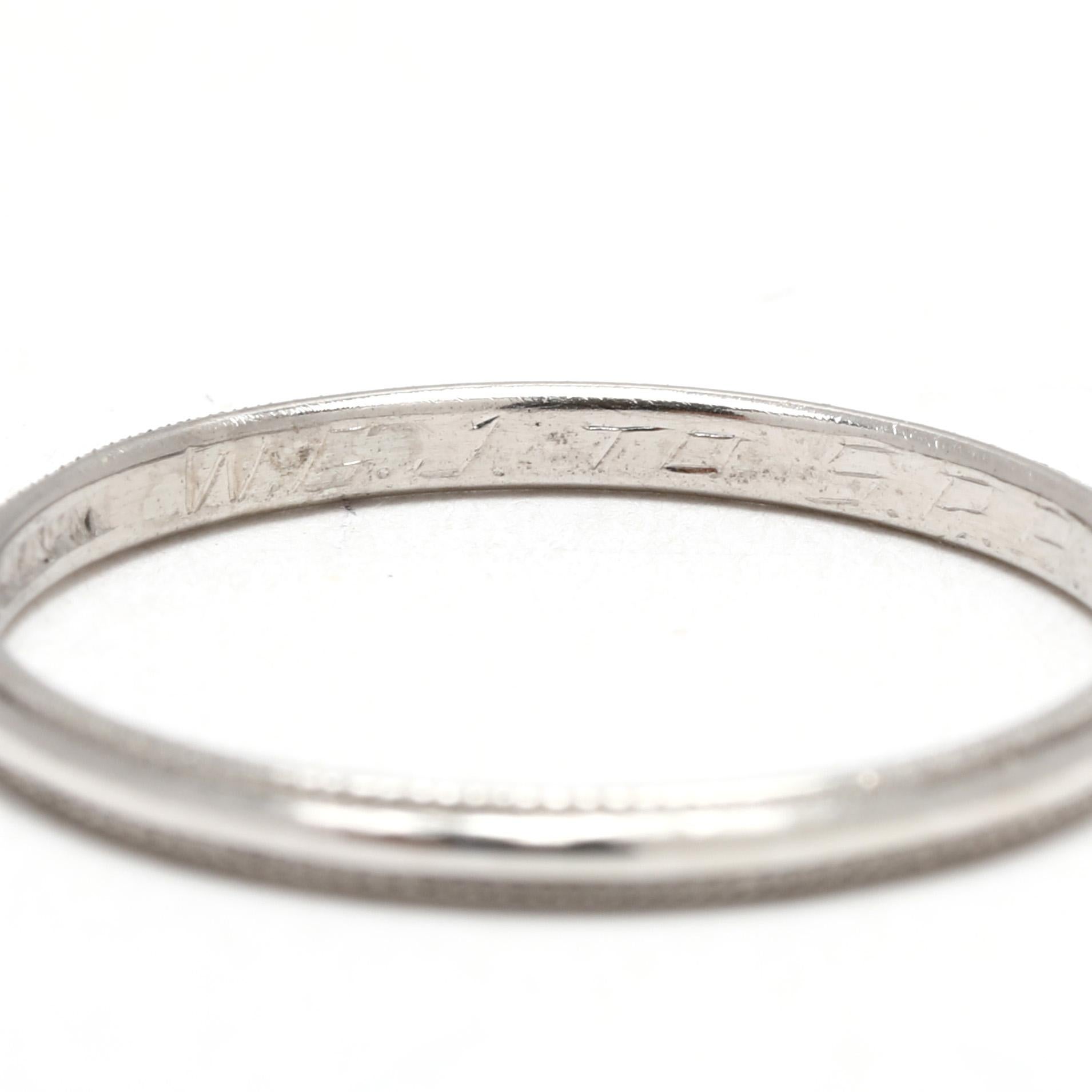 Bague art déco à grains multiples, platine, taille 6.75, empilable en vente 1
