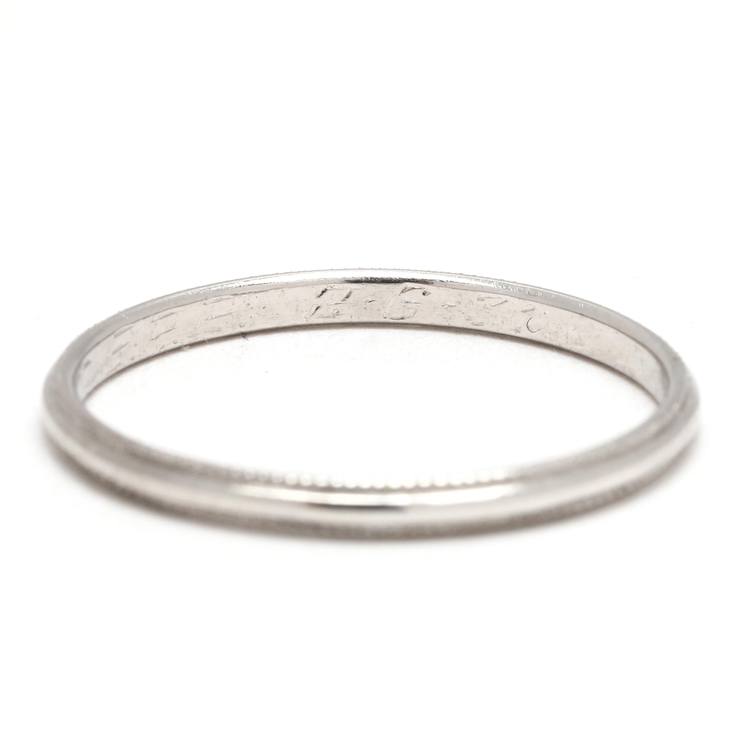 Bague art déco à grains multiples, platine, taille 6.75, empilable en vente 2