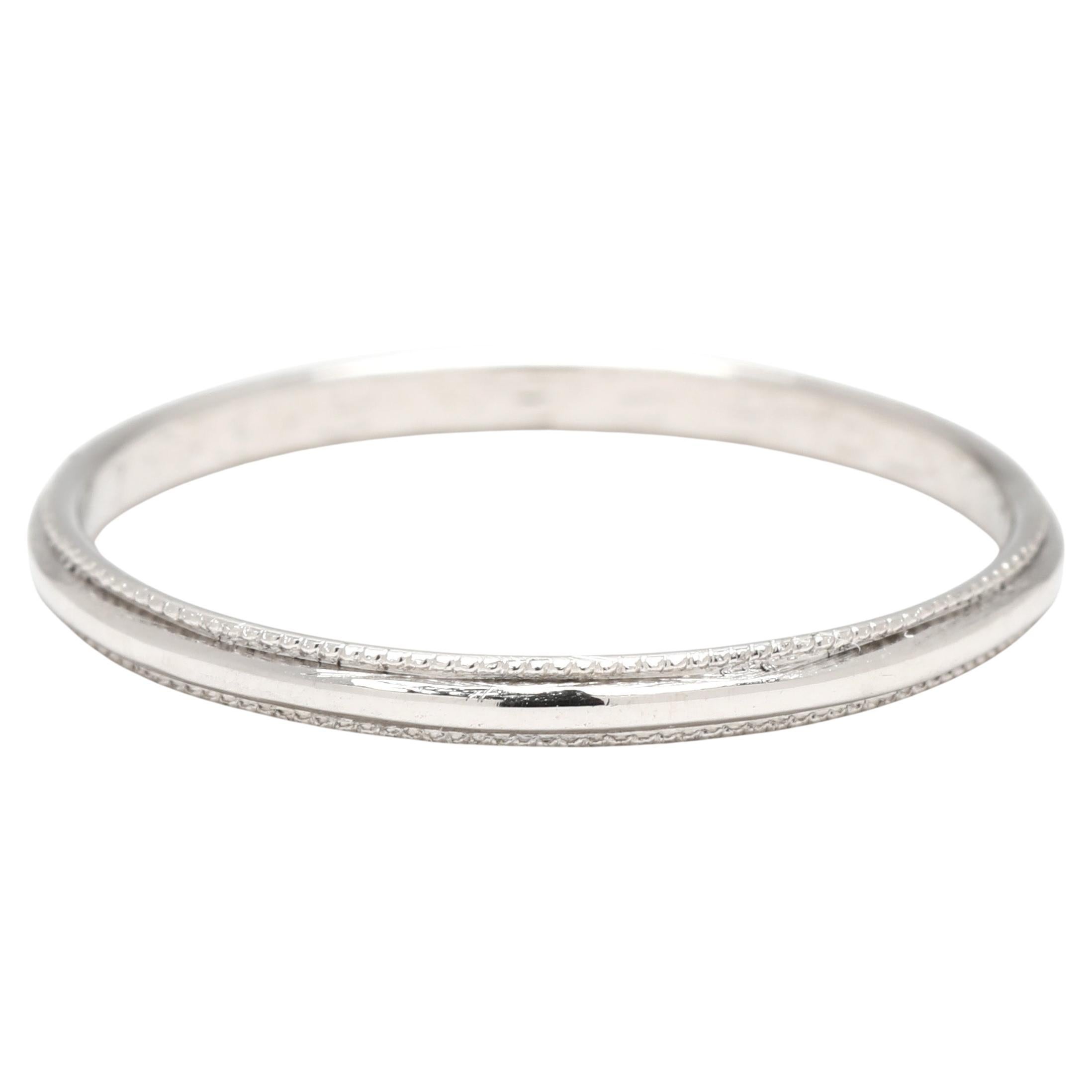 Art Deco Milgrain Band Ring, Platin, Ringgröße 6,75, stapelbar