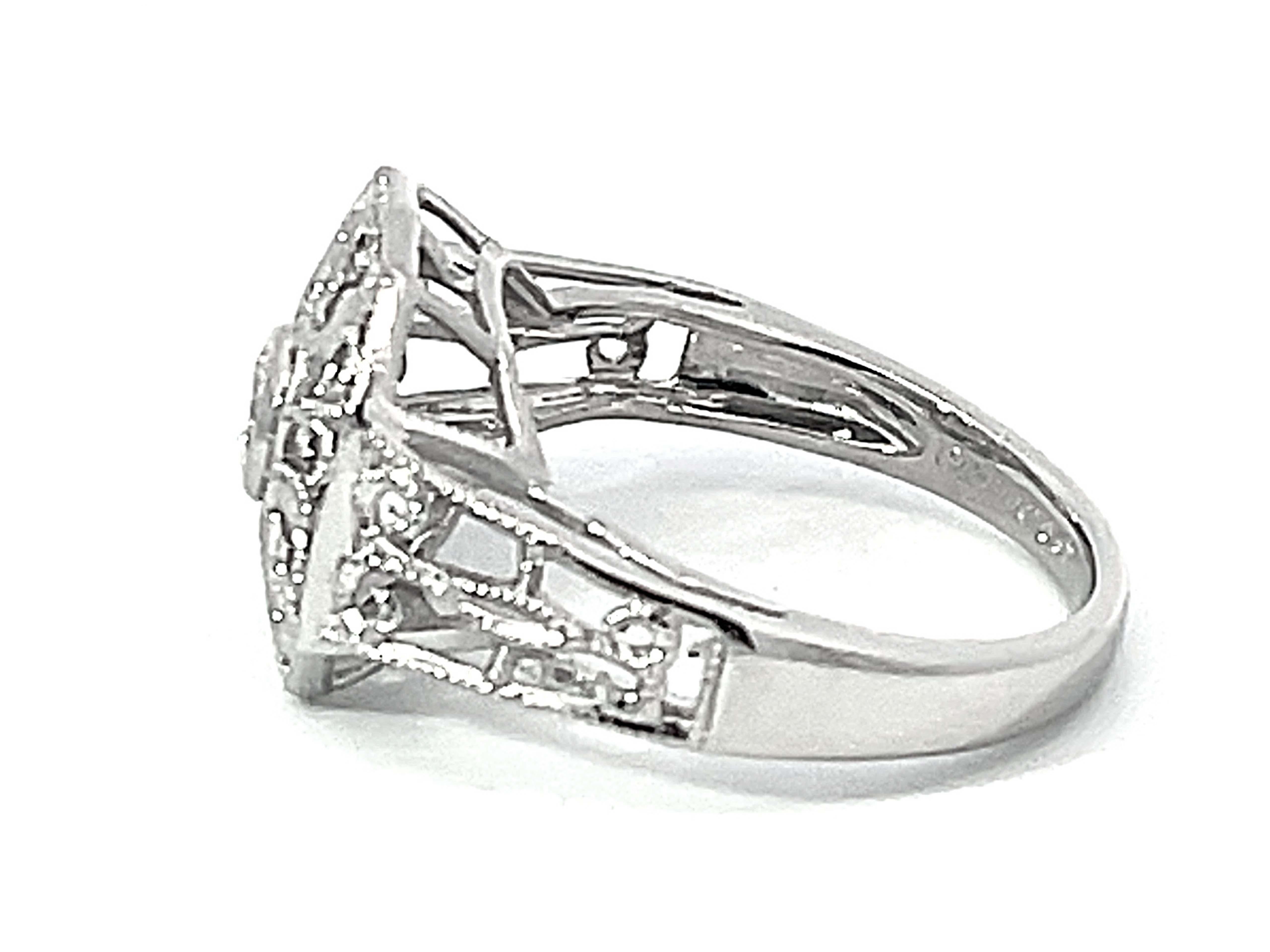 Women's Art Deco Milgrain Detail Diamond Ring in Platinum  For Sale