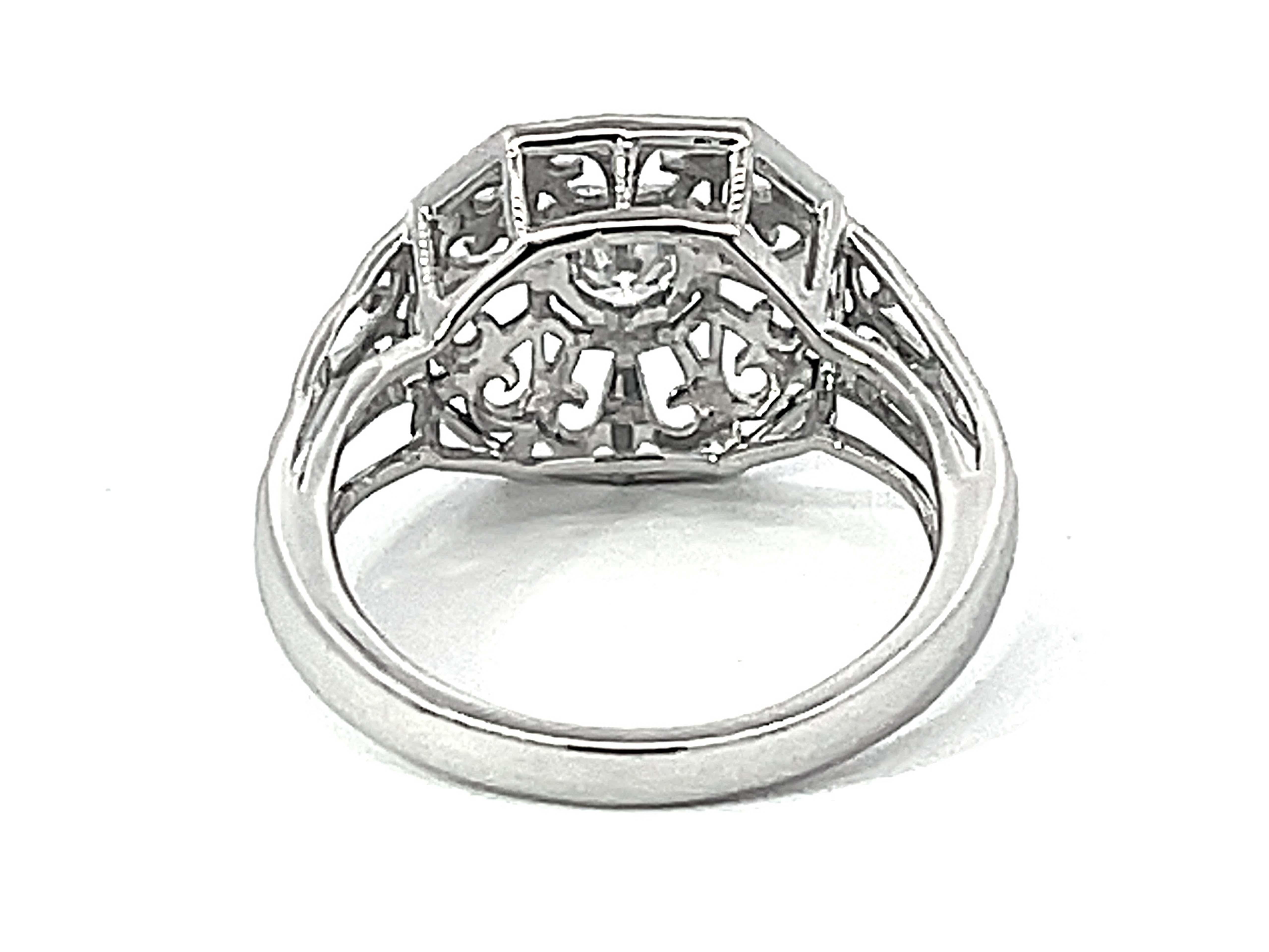 Art Deco Milgrain Detail Diamond Ring in Platinum  For Sale 1