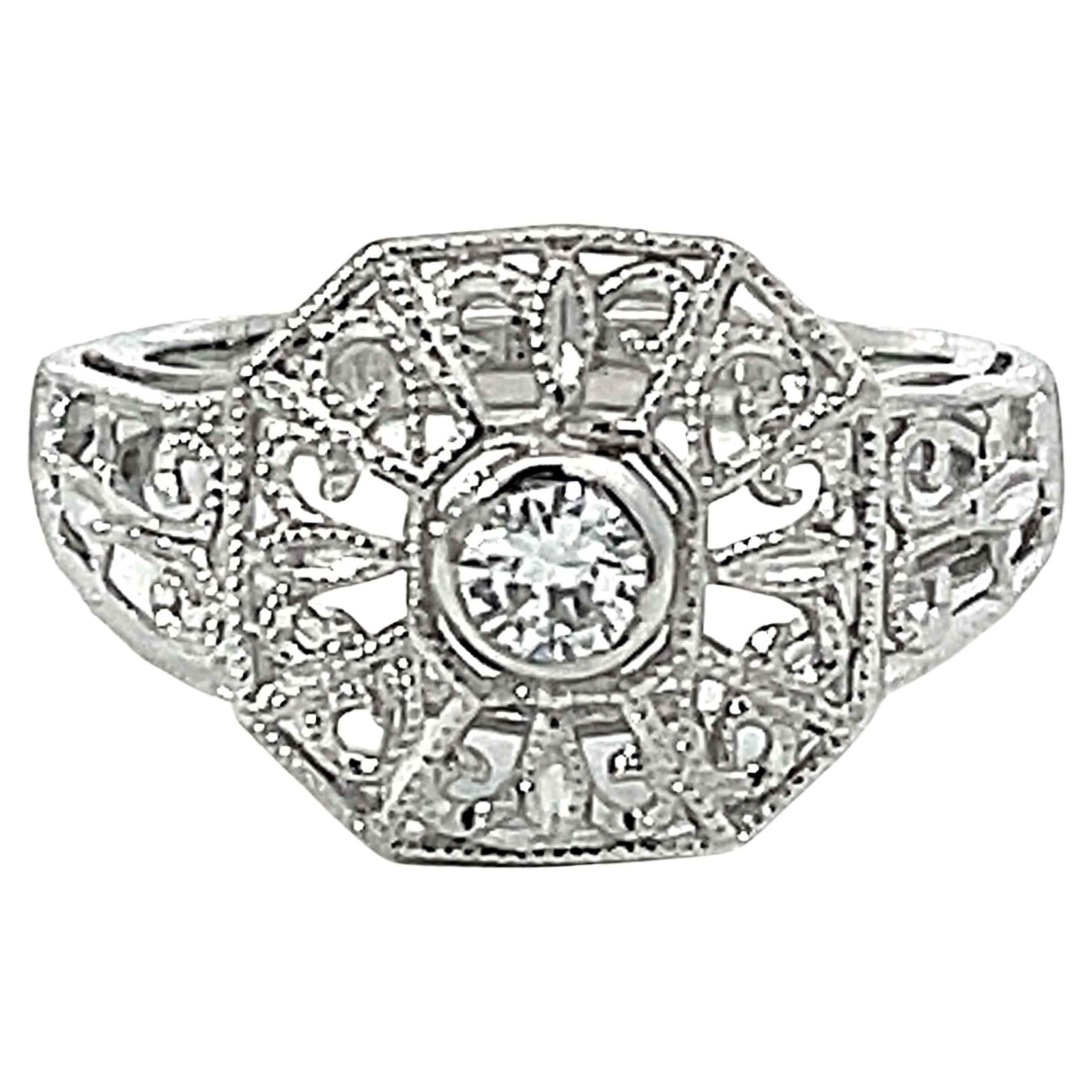 Art Deco Milgrain Detail Diamond Ring in Platinum  For Sale