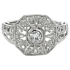 Vintage Art Deco Milgrain Detail Diamond Ring in Platinum 