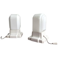 Art Deco Milk Glass and Porcelain Wall Sconce Lights