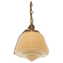 Art Deco Milk Glass Brass Pendant Light