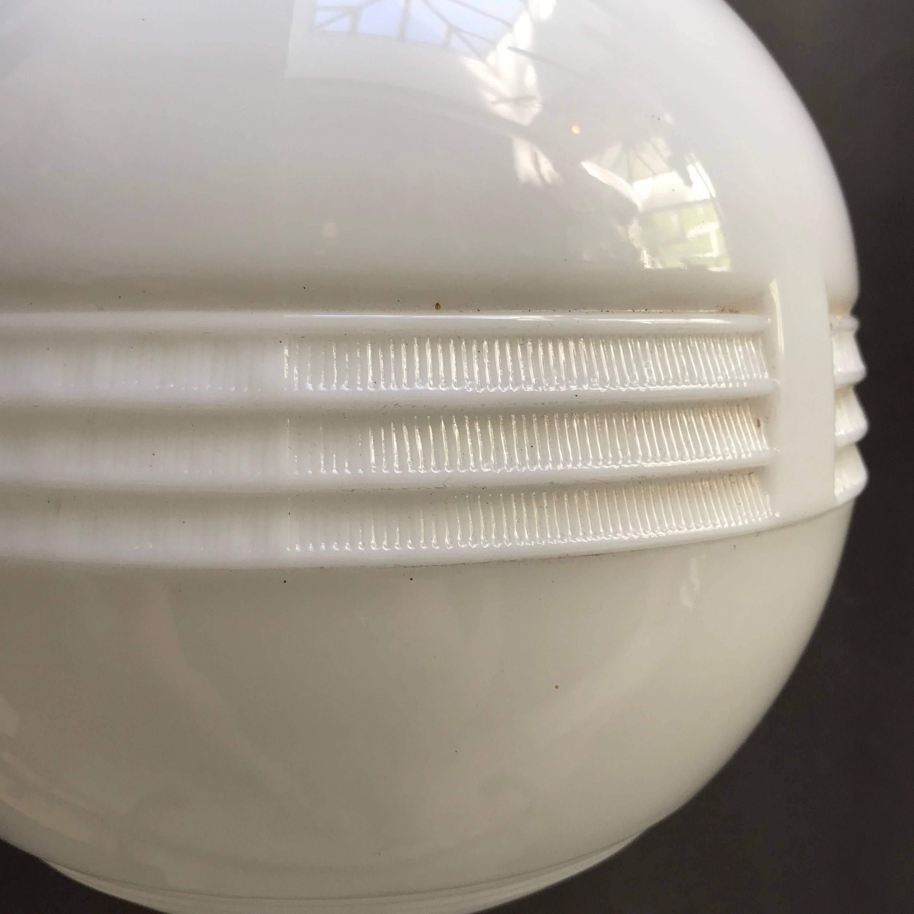20th Century Art Deco Milk Glass Globe Library Pendant Light
