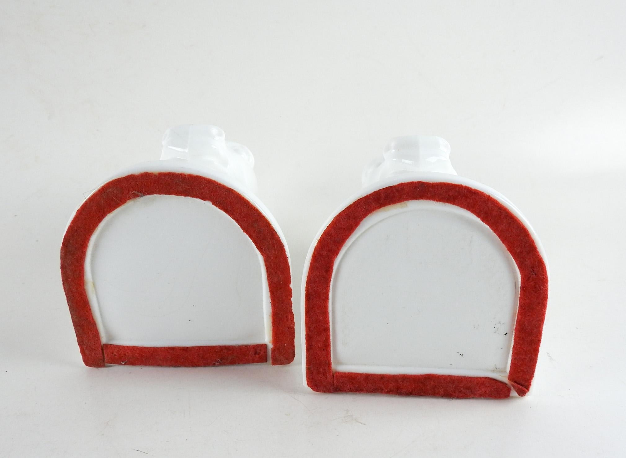 20th Century Art Deco Milk Glass Horse Bookends For Sale
