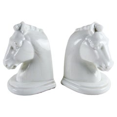Art Deco Milk Glass Horse Bookends