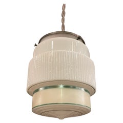 Lampe à suspension pour gâteaux Art Déco en verre dépoli