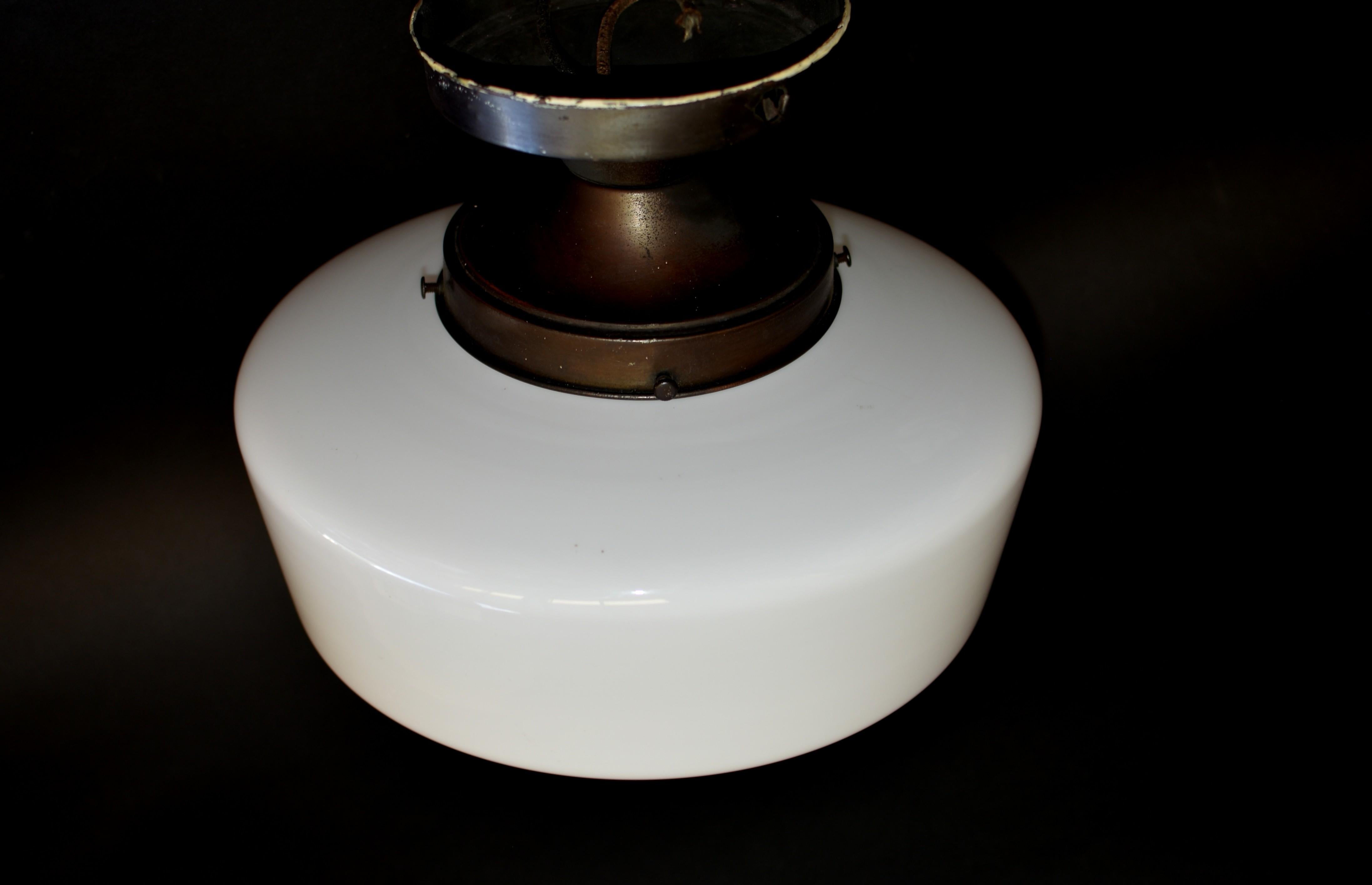 Art Deco Milk Glass Pendant Ceiling Light Lamp Shade For Sale 11