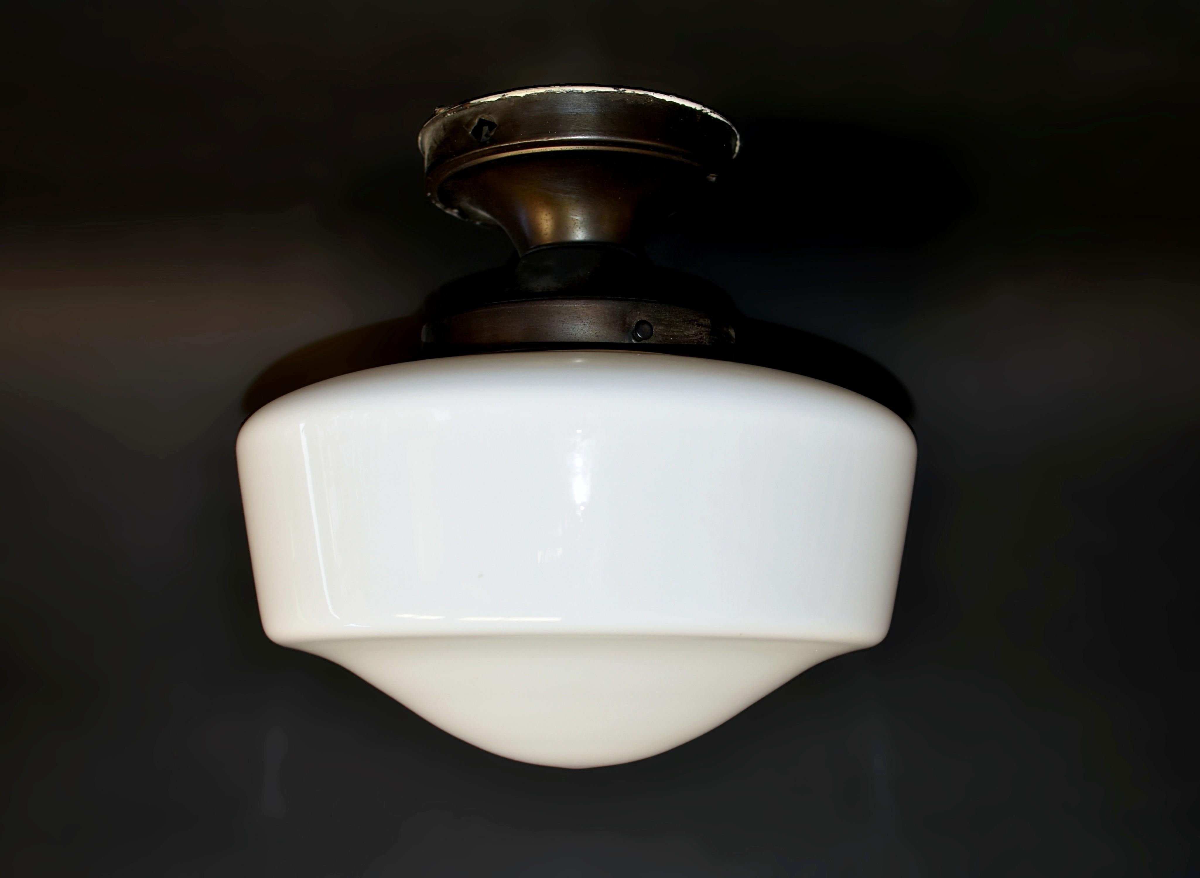 American Art Deco Milk Glass Light Lamp Shade For Sale