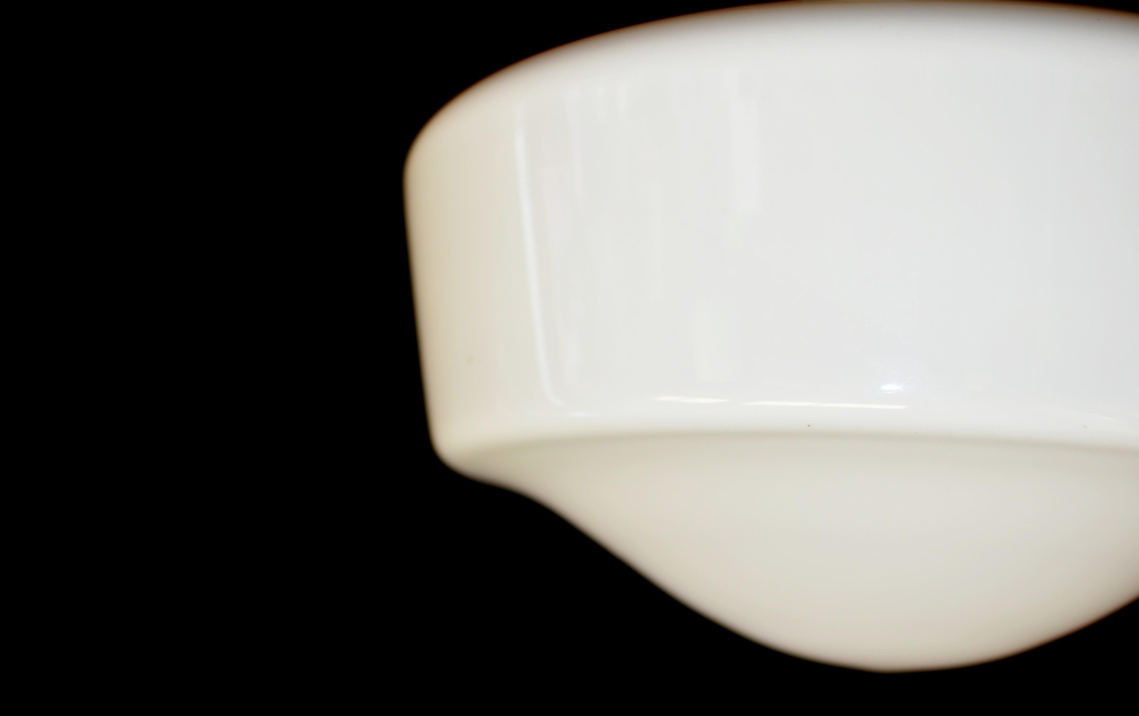 Art Deco Milk Glass Pendant Ceiling Light Lamp Shade In Good Condition For Sale In Somis, CA