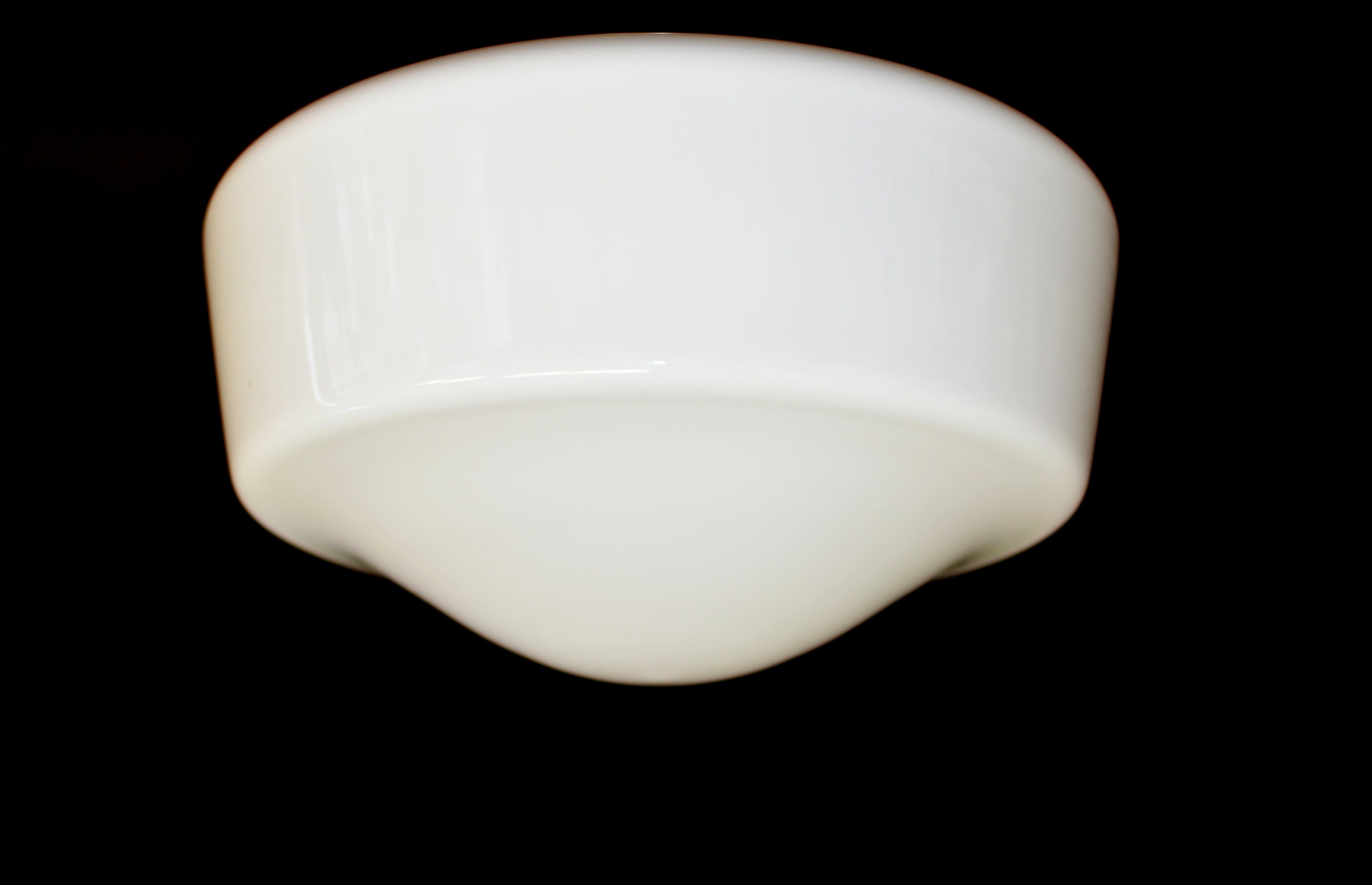 20th Century Art Deco Milk Glass Pendant Ceiling Light Lamp Shade For Sale