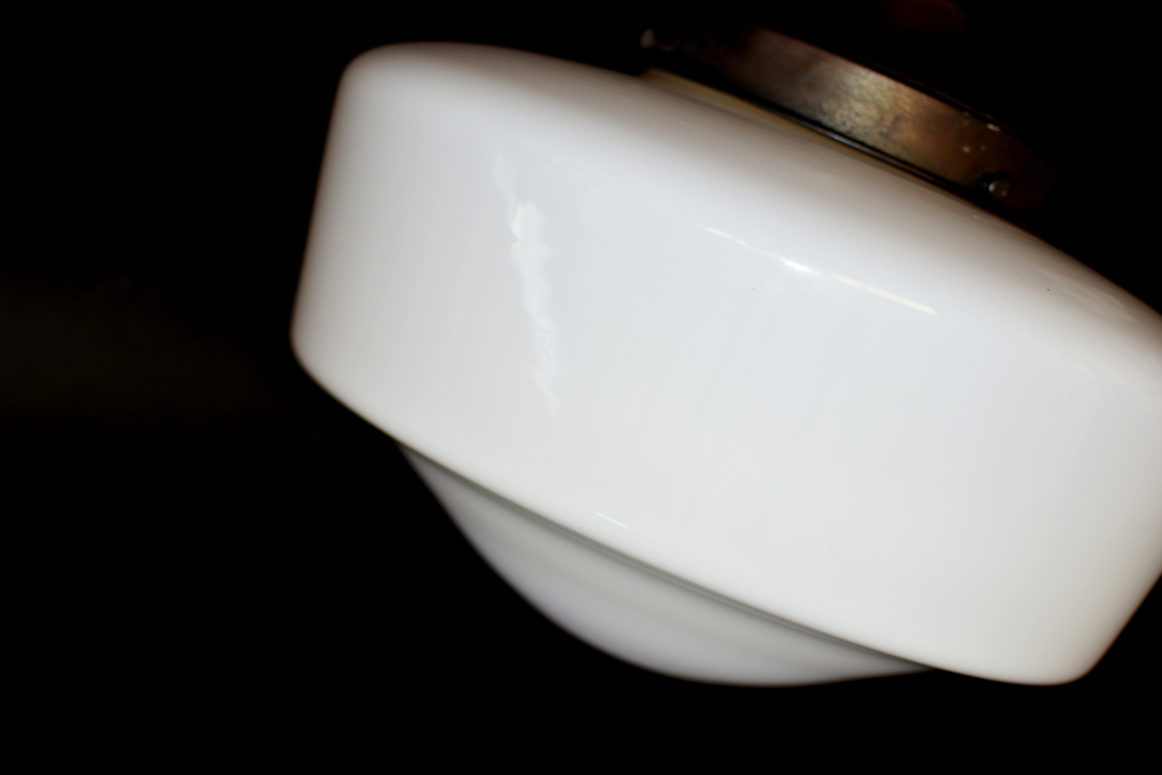 Art Deco Milk Glass Pendant Ceiling Light Lamp Shade For Sale 3