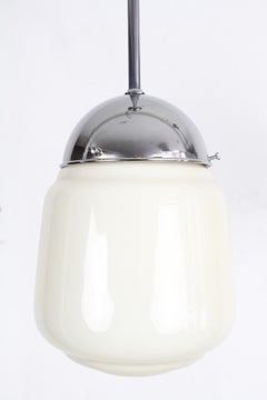 Art Deco Milk Glass Pendant Light, 1930s