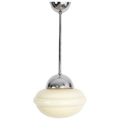 Art Deco Milk Glass Pendant Light, 1930s
