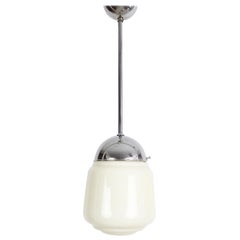 Art Deco Milk Glass Pendant Light, 1930s