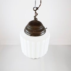 Art Deco Milk Glass Pendant Light