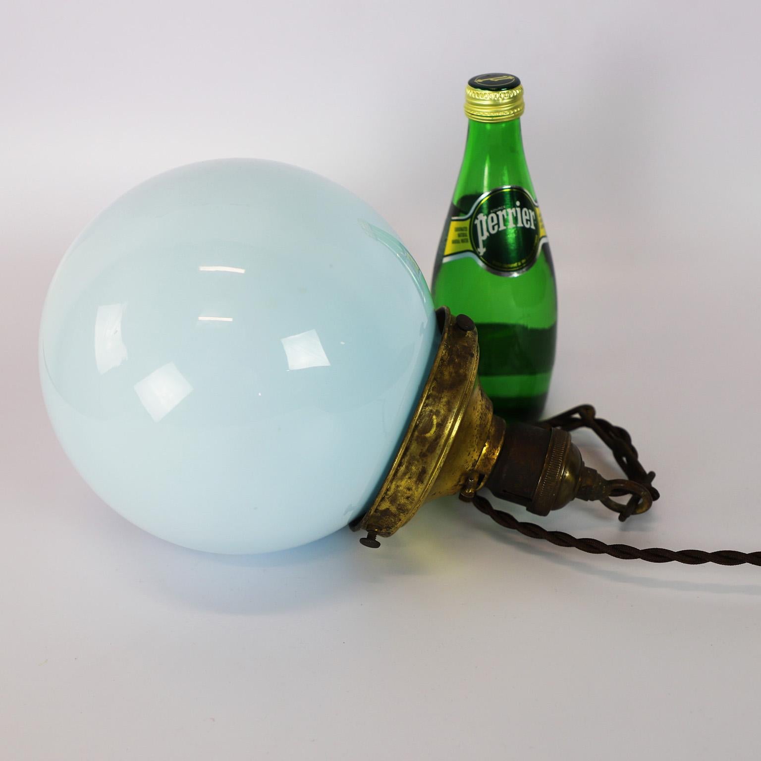 Mexican Art Deco Milk Glass Pendant Light For Sale