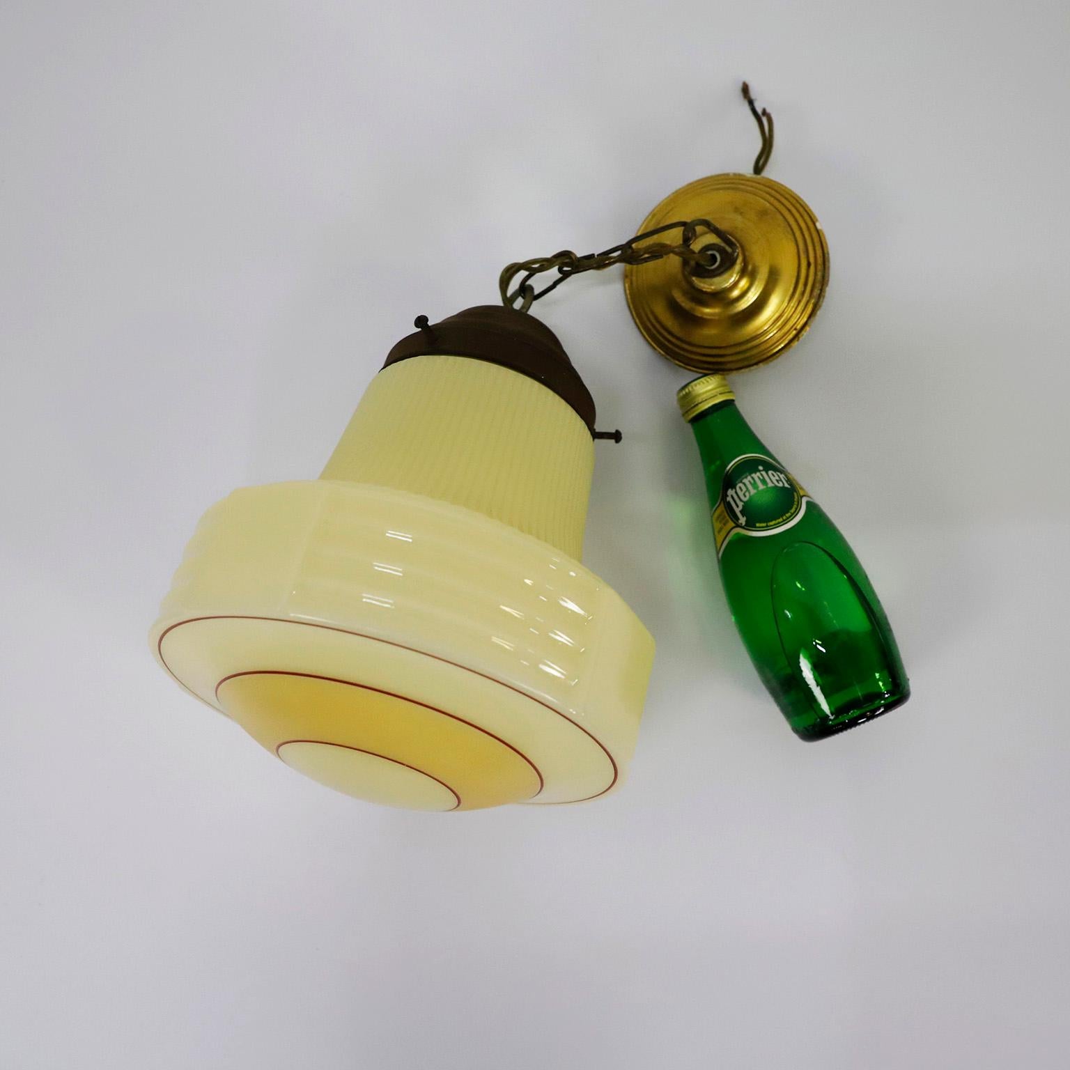 Mid-20th Century Art Deco Milk Glass Pendant Light For Sale