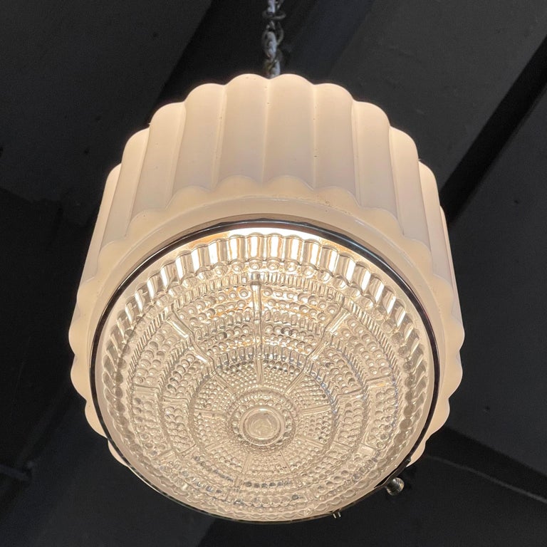Art Deco Milk Glass Pendant Light at 1stDibs milk glass ceiling light