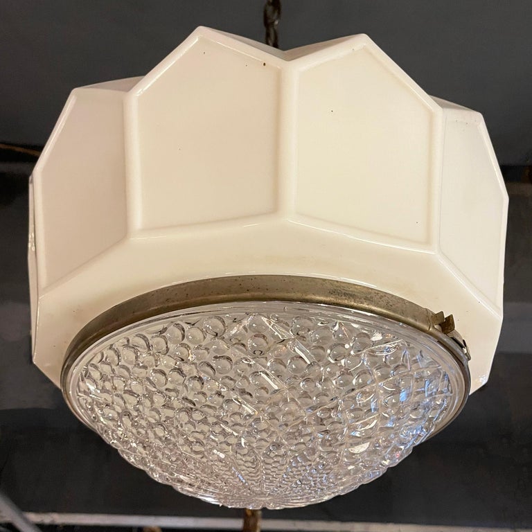 Art Deco Milk Glass Pendant Light For Sale at 1stDibs
