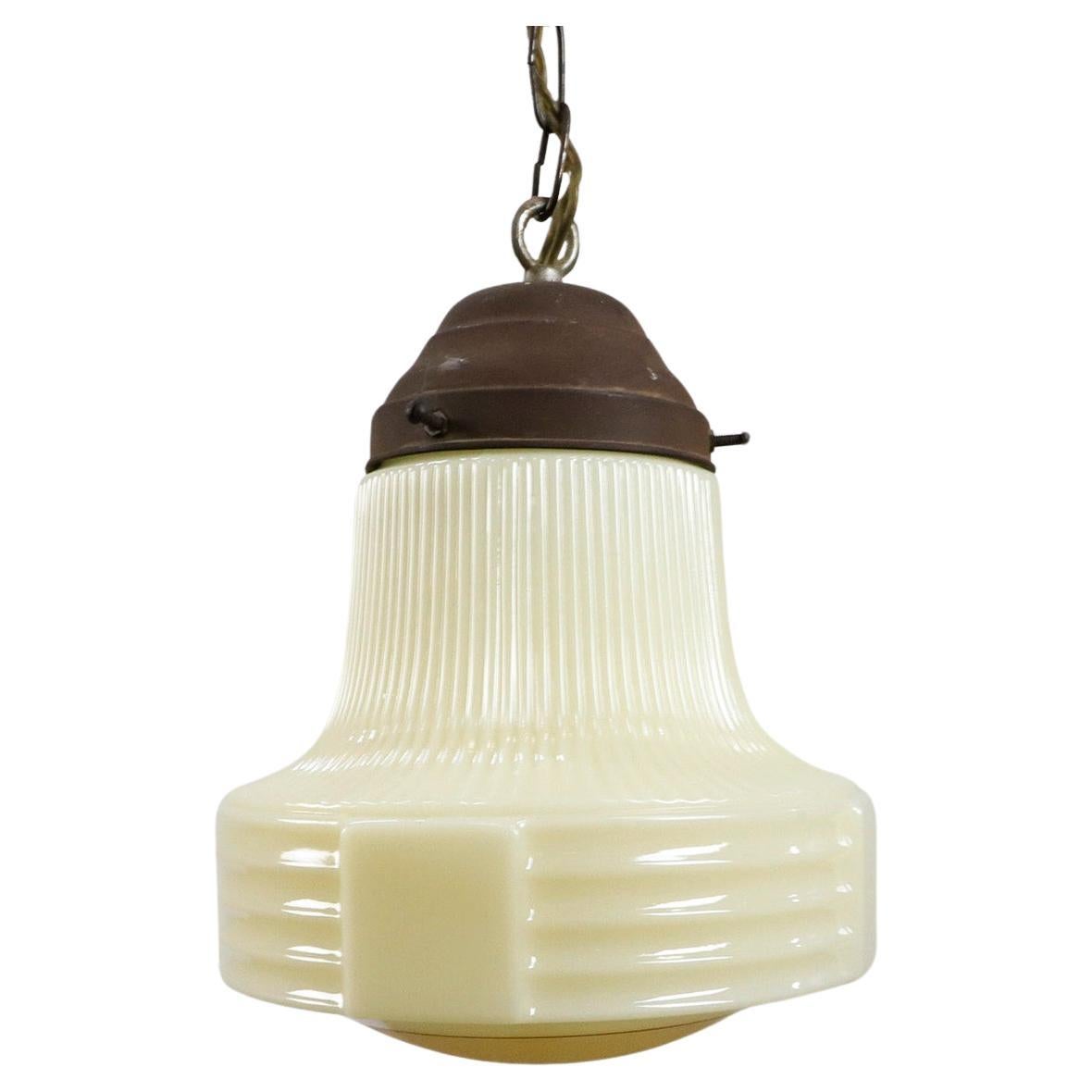 Art Deco Milk Glass Pendant Light